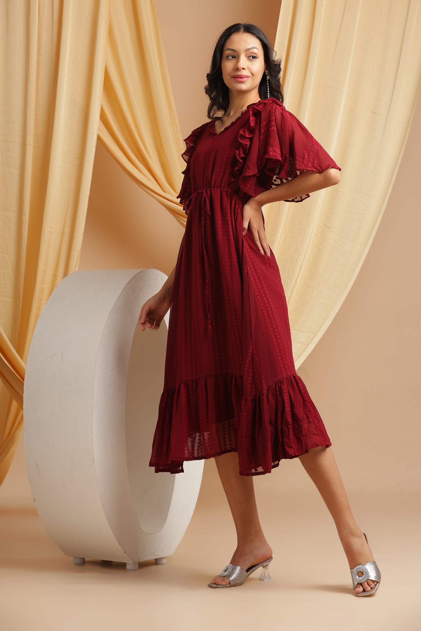 Maroon Georgette Frock (YM0029)
