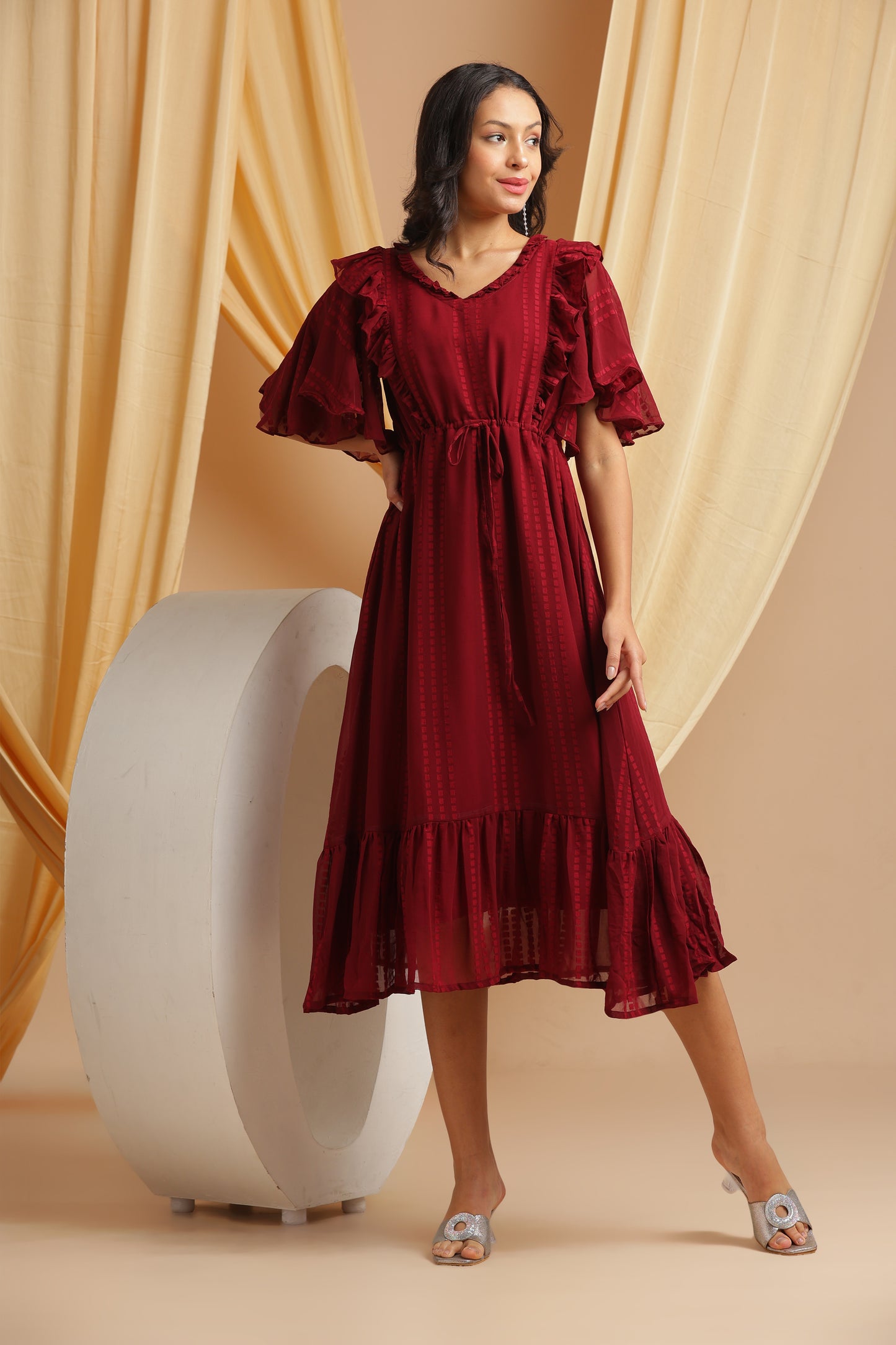 Maroon Georgette Frock (YM0029)