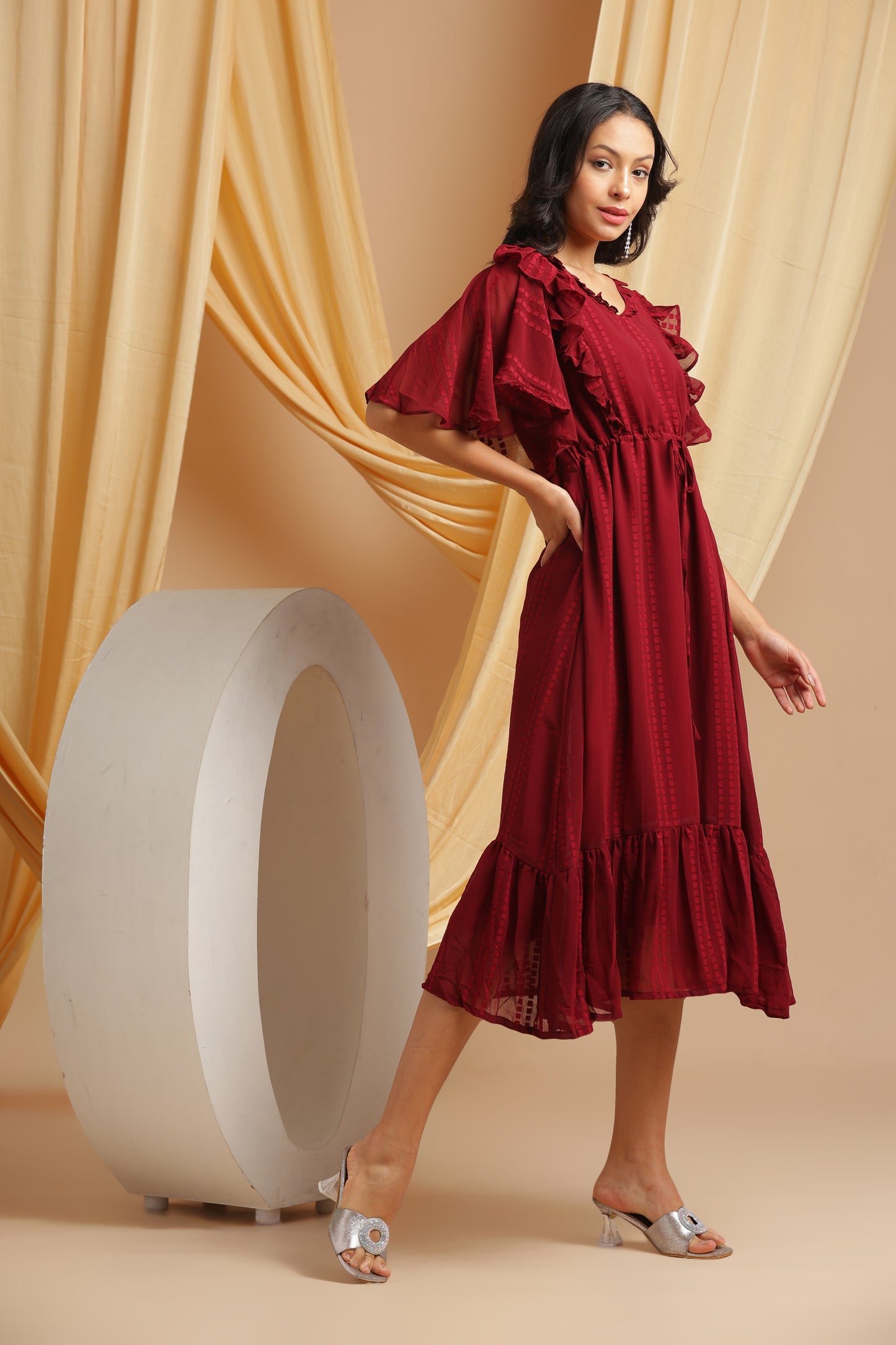 Maroon Georgette Frock (YM0029)