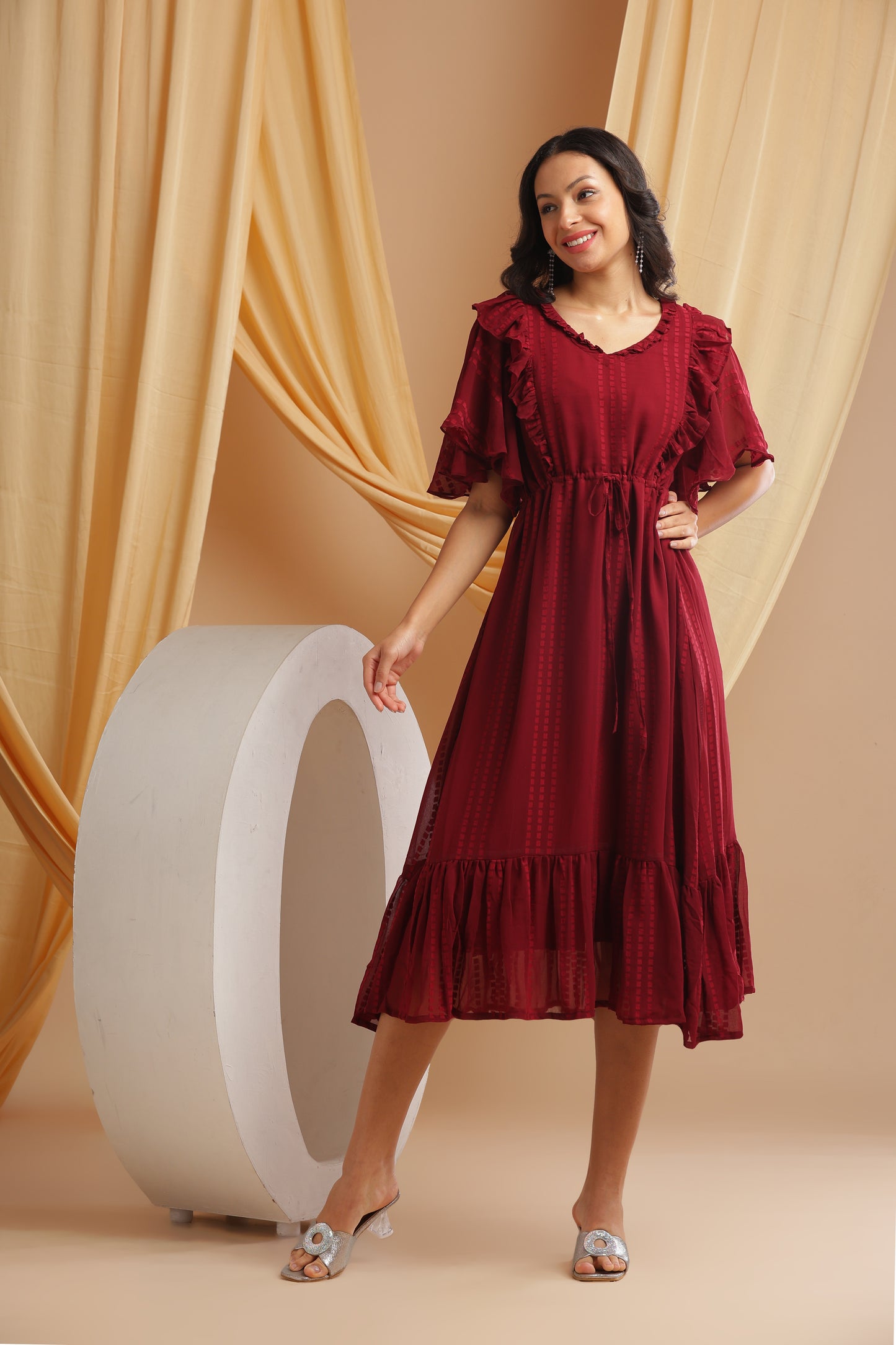 Maroon Georgette Frock (YM0029)