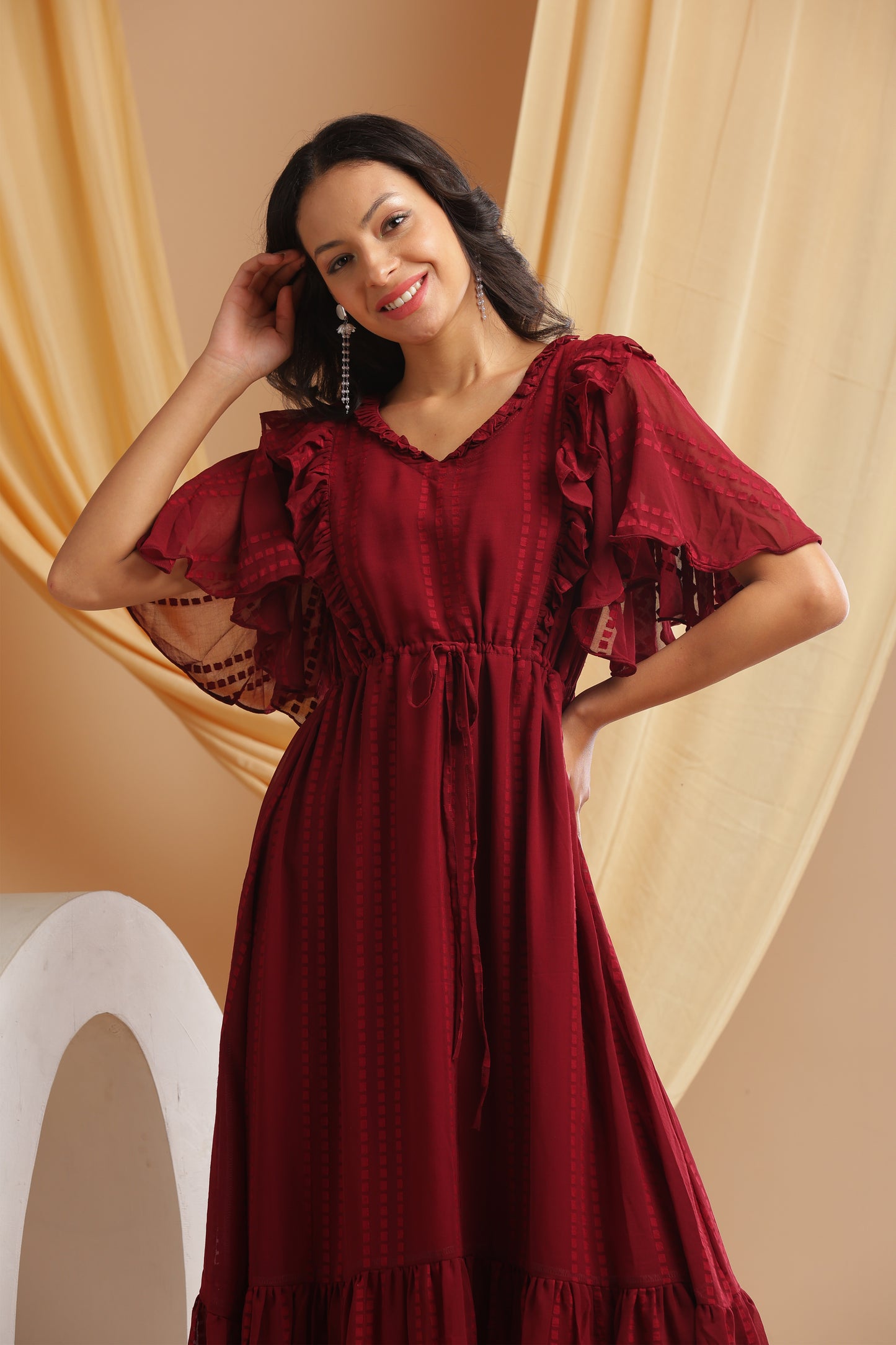 Maroon Georgette Frock (YM0029)