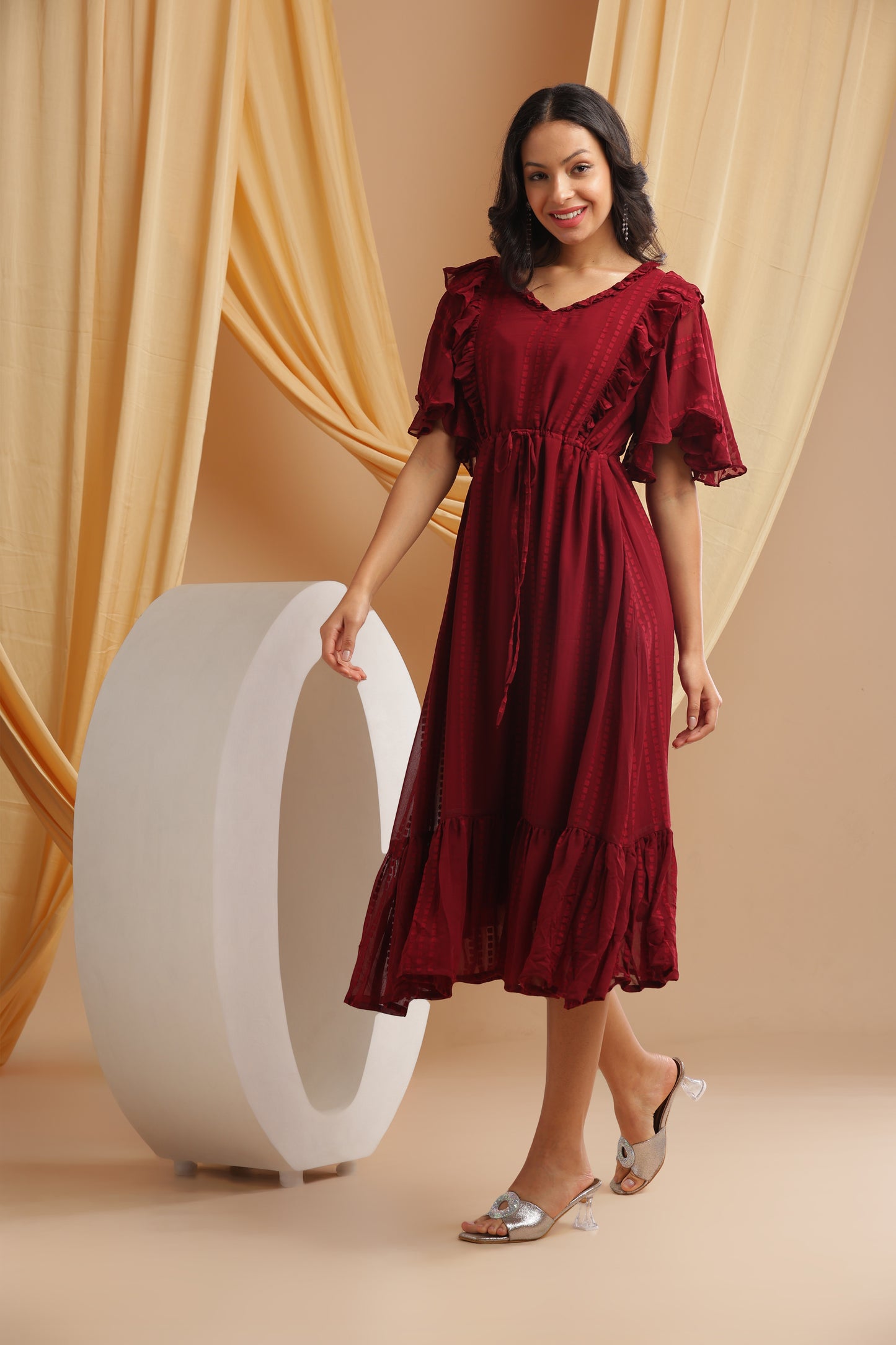 Maroon Georgette Frock (YM0029)