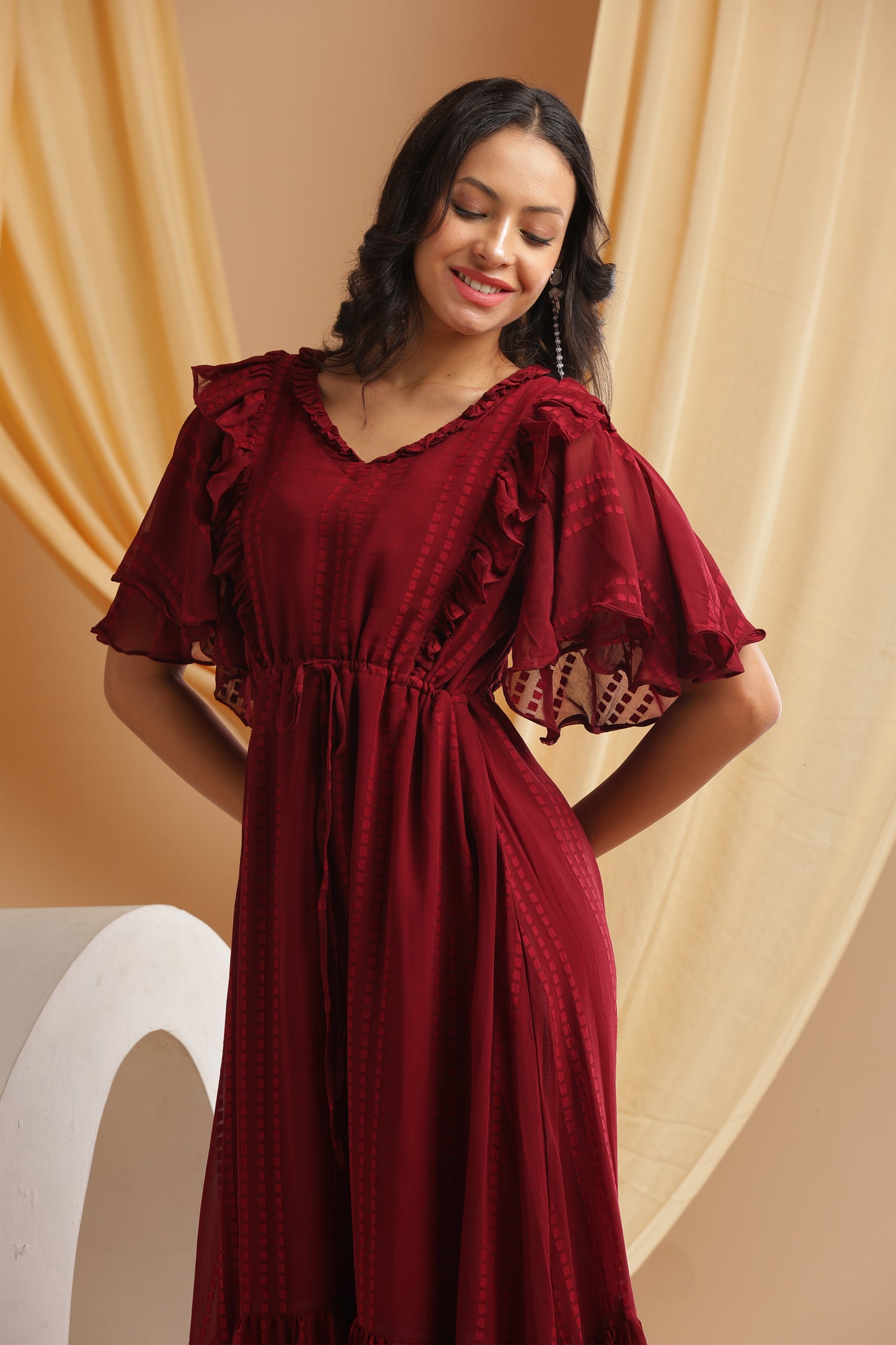 Maroon Georgette Frock (YM0029)