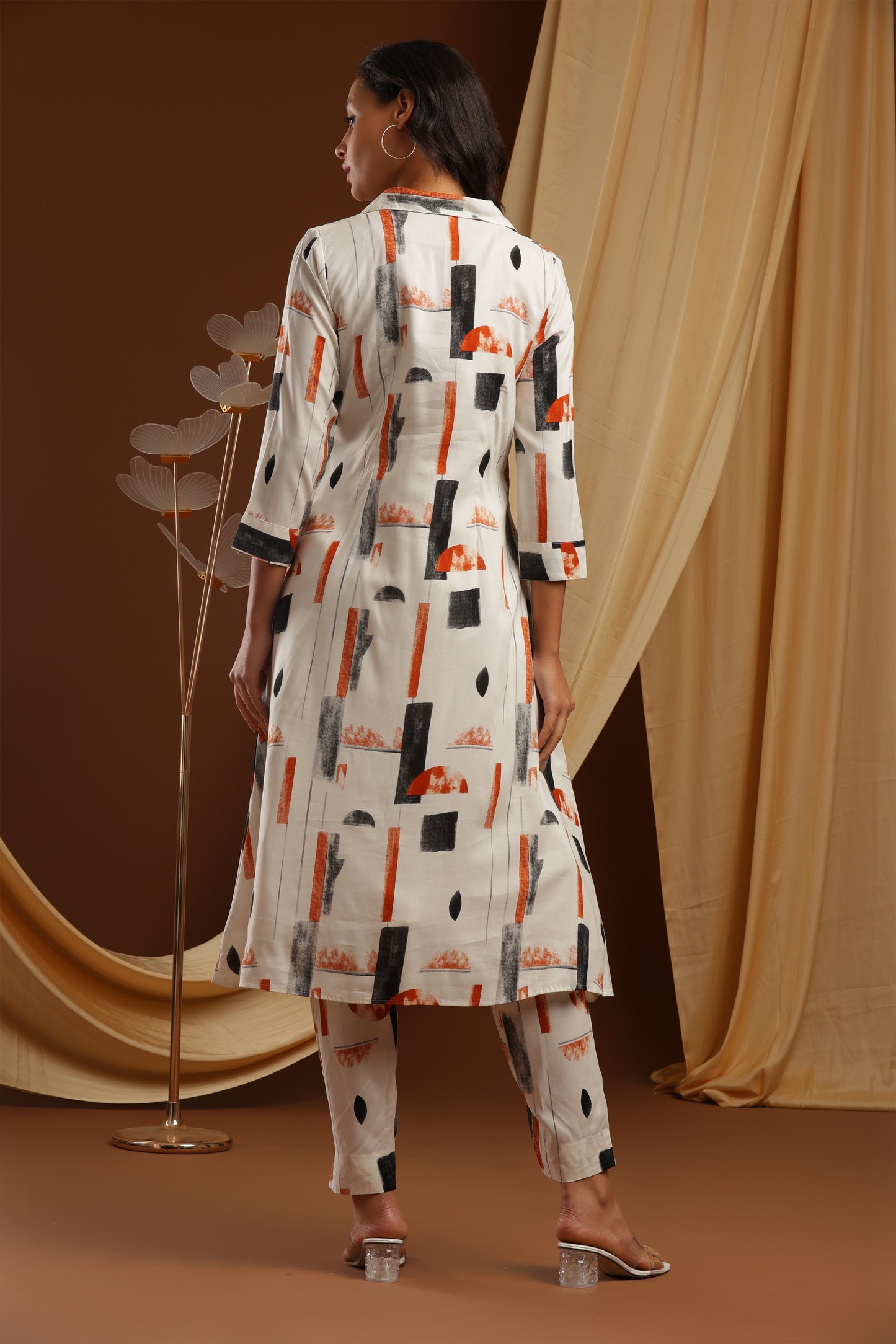 White Imported Rayon Co-ord Set (YM0030)