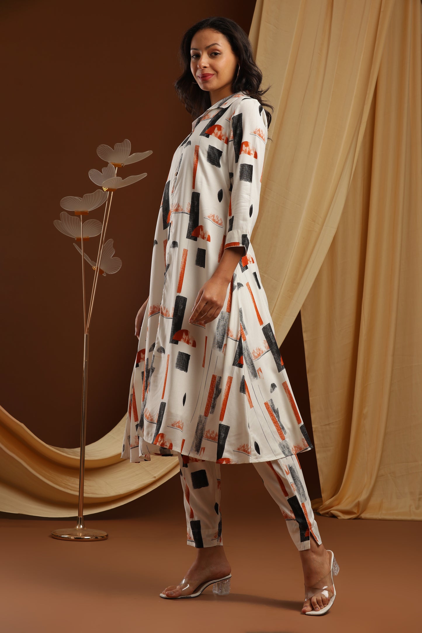 White Imported Rayon Co-ord Set (YM0030)