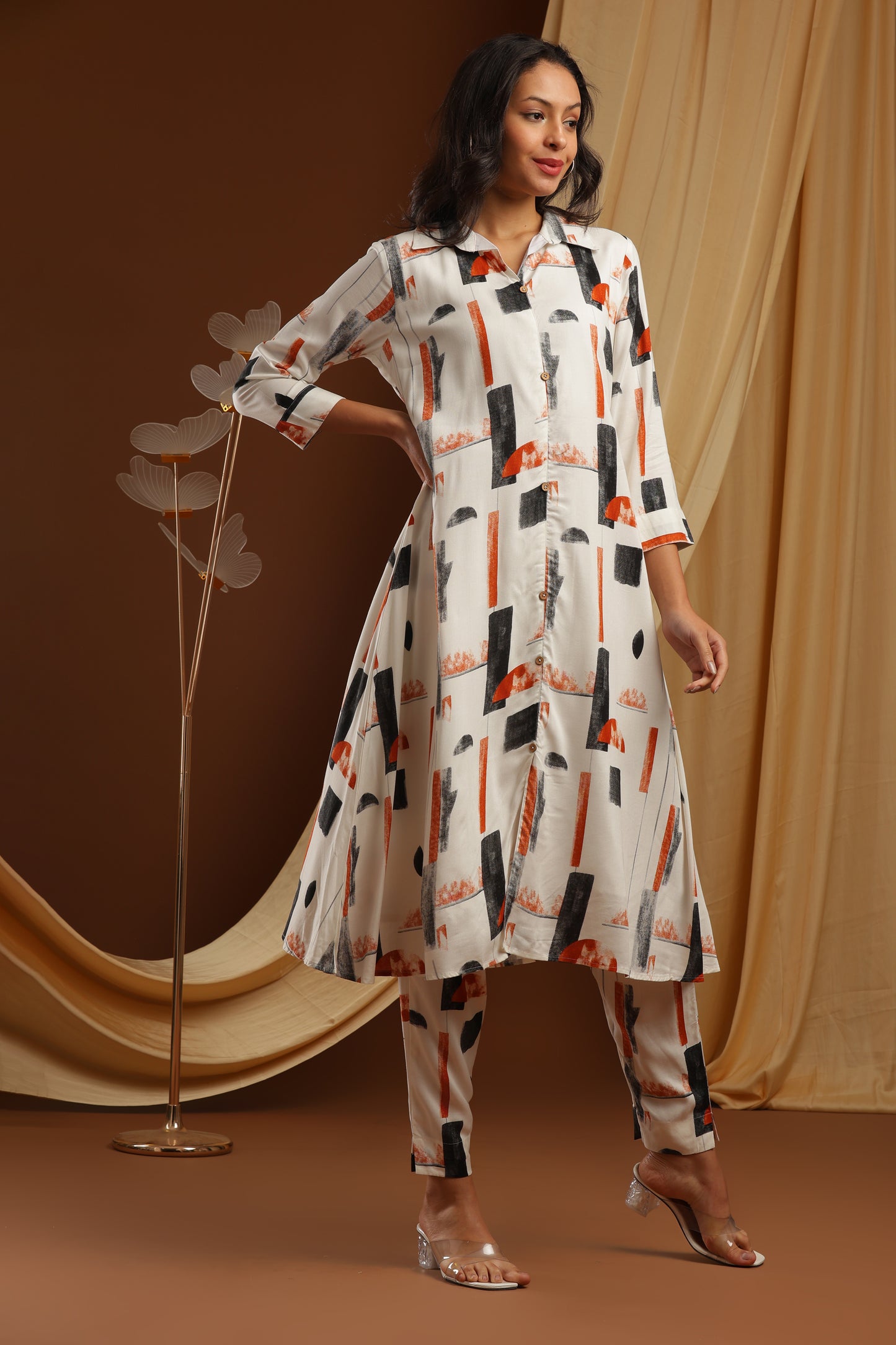 White Imported Rayon Co-ord Set (YM0030)