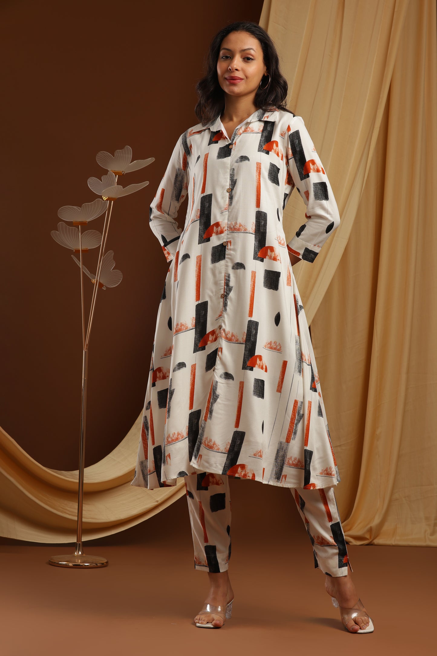 White Imported Rayon Co-ord Set (YM0030)