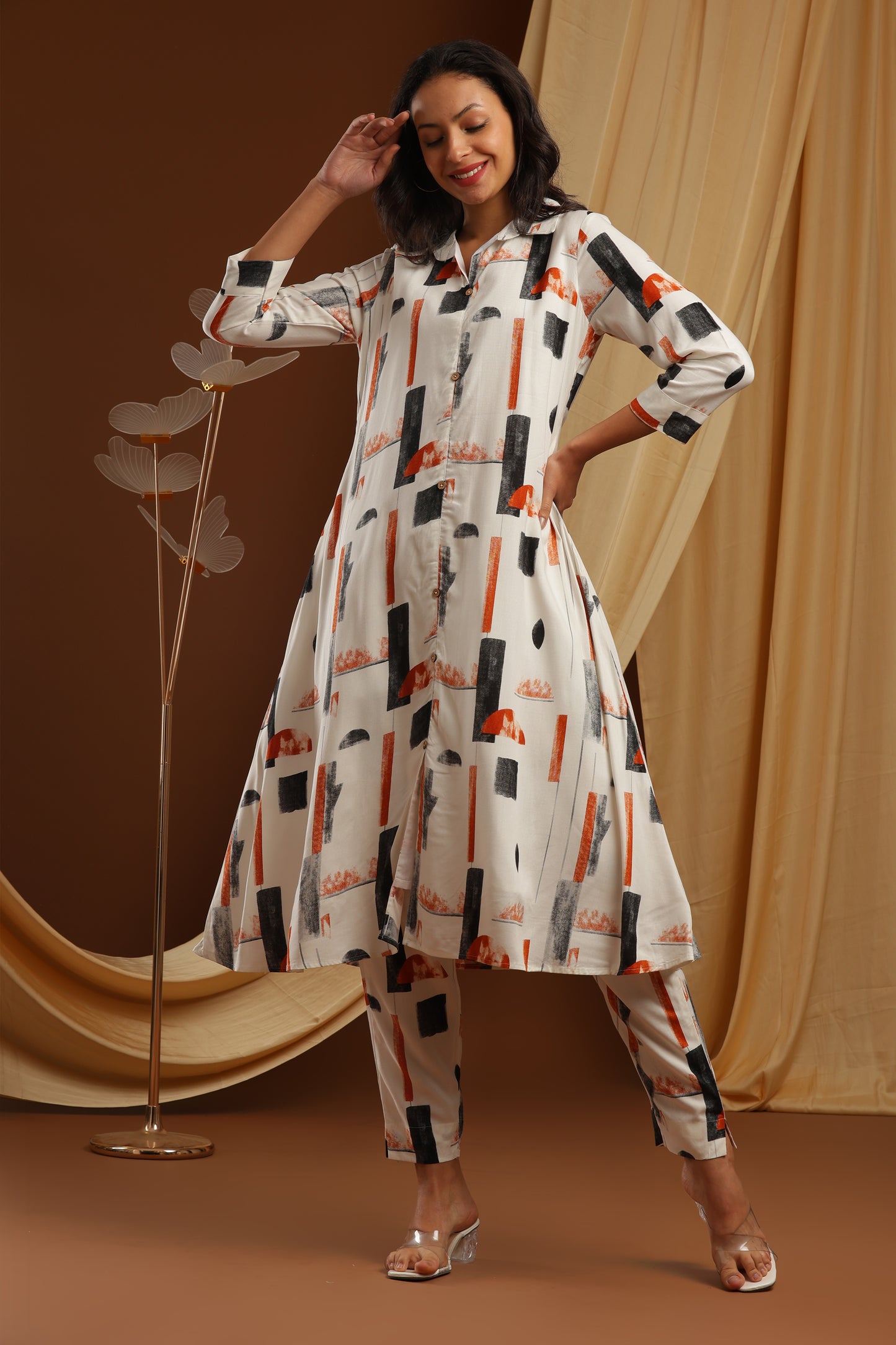 White Imported Rayon Co-ord Set (YM0030)