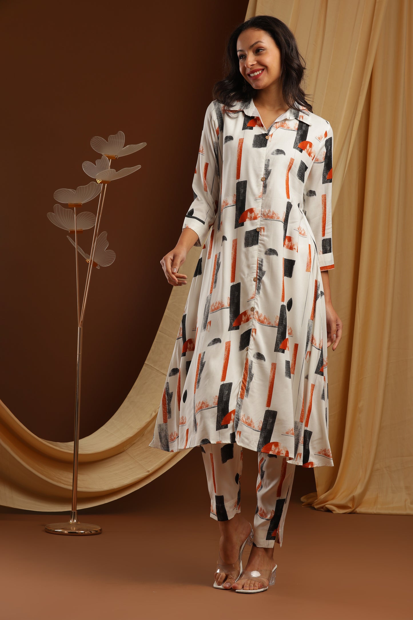 White Imported Rayon Co-ord Set (YM0030)
