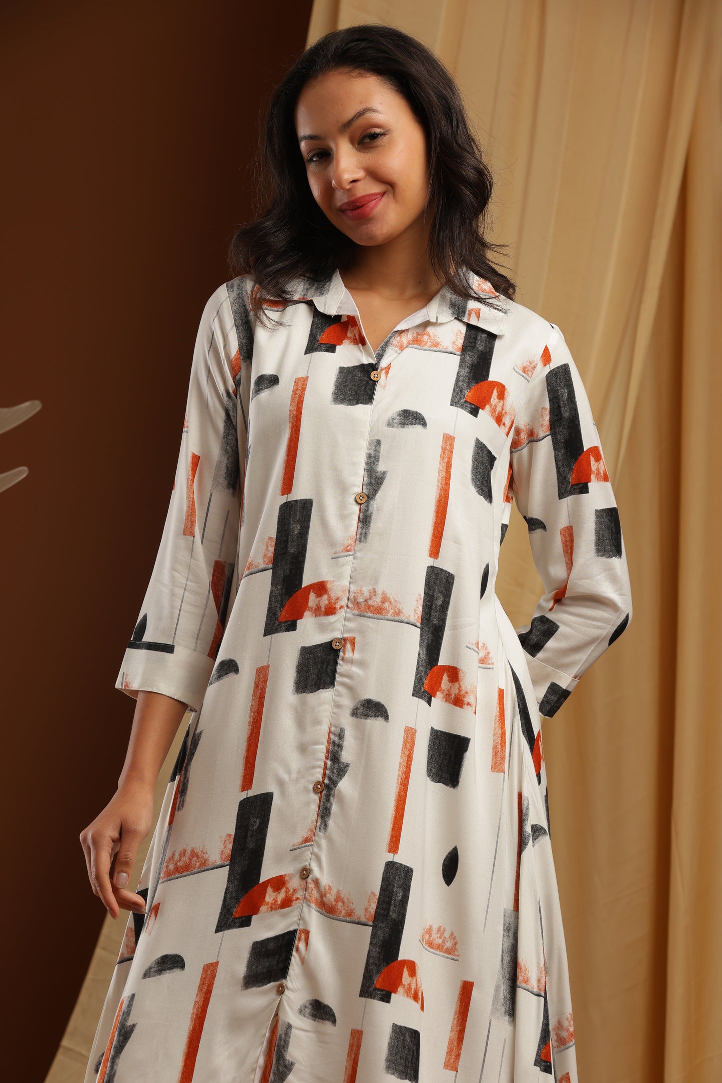 White Imported Rayon Co-ord Set (YM0030)