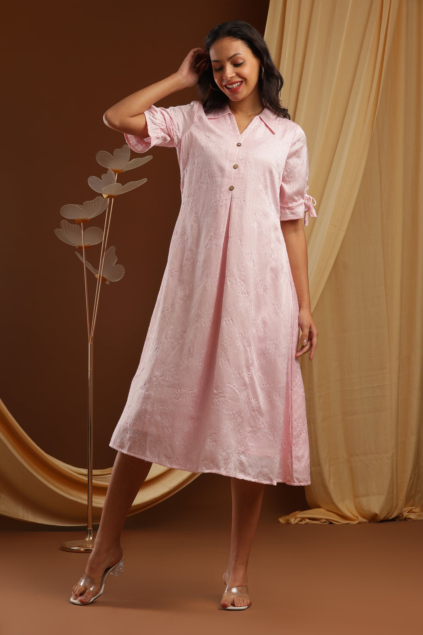 Pastel Pink A-line Dress (YM0034)