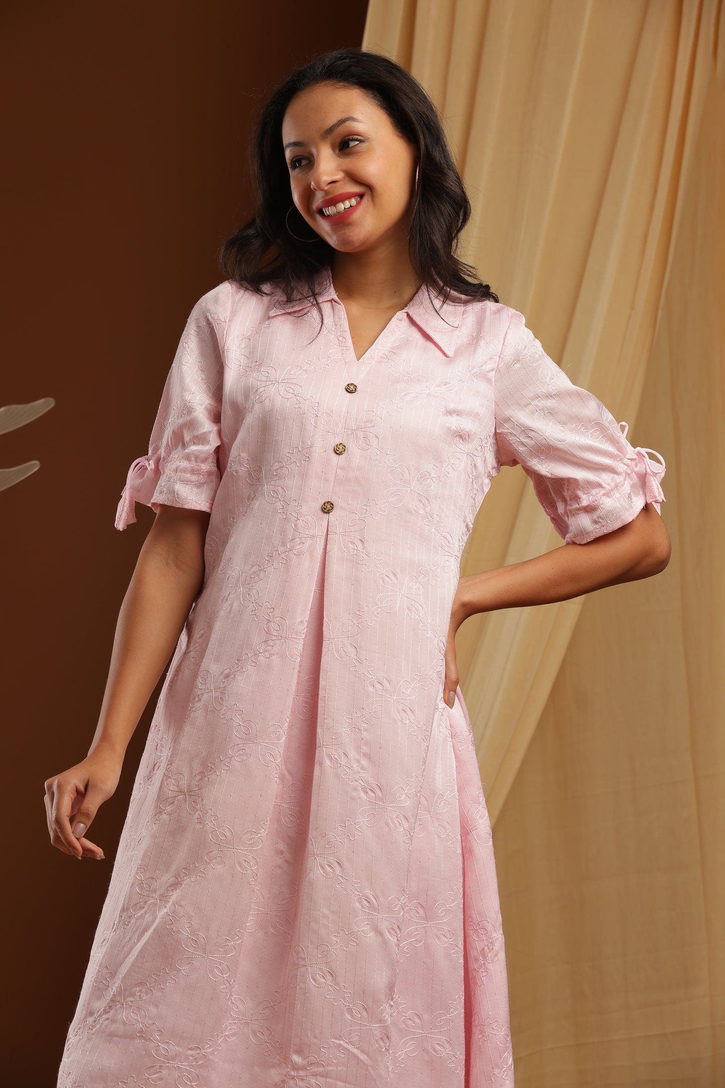 Pastel Pink A-line Dress (YM0034)