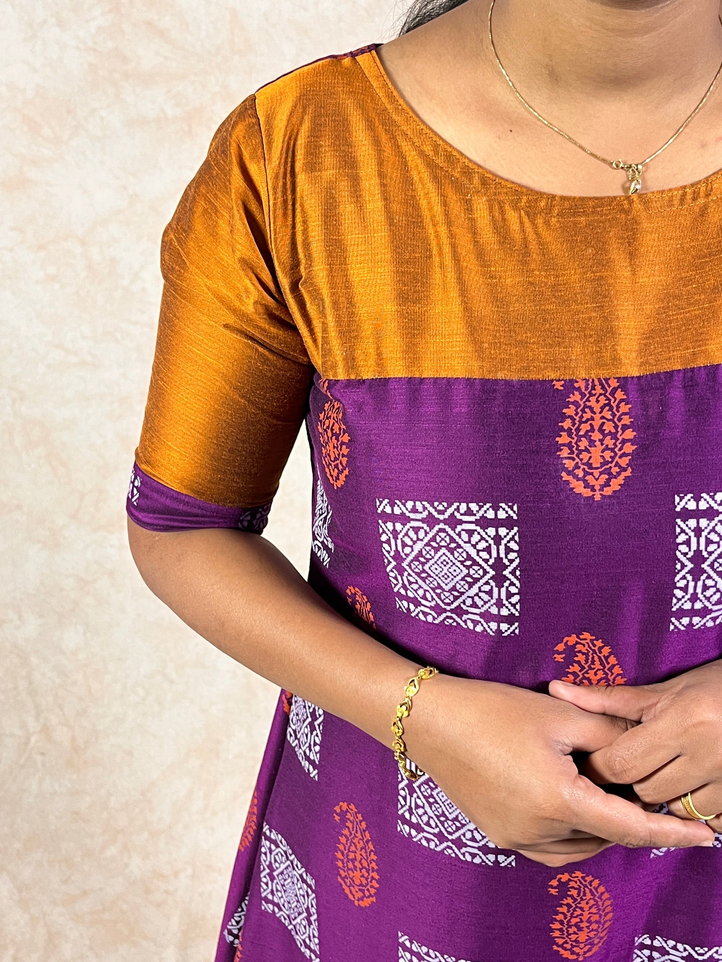 Purple Silk Cotton Kurti (YM0010)