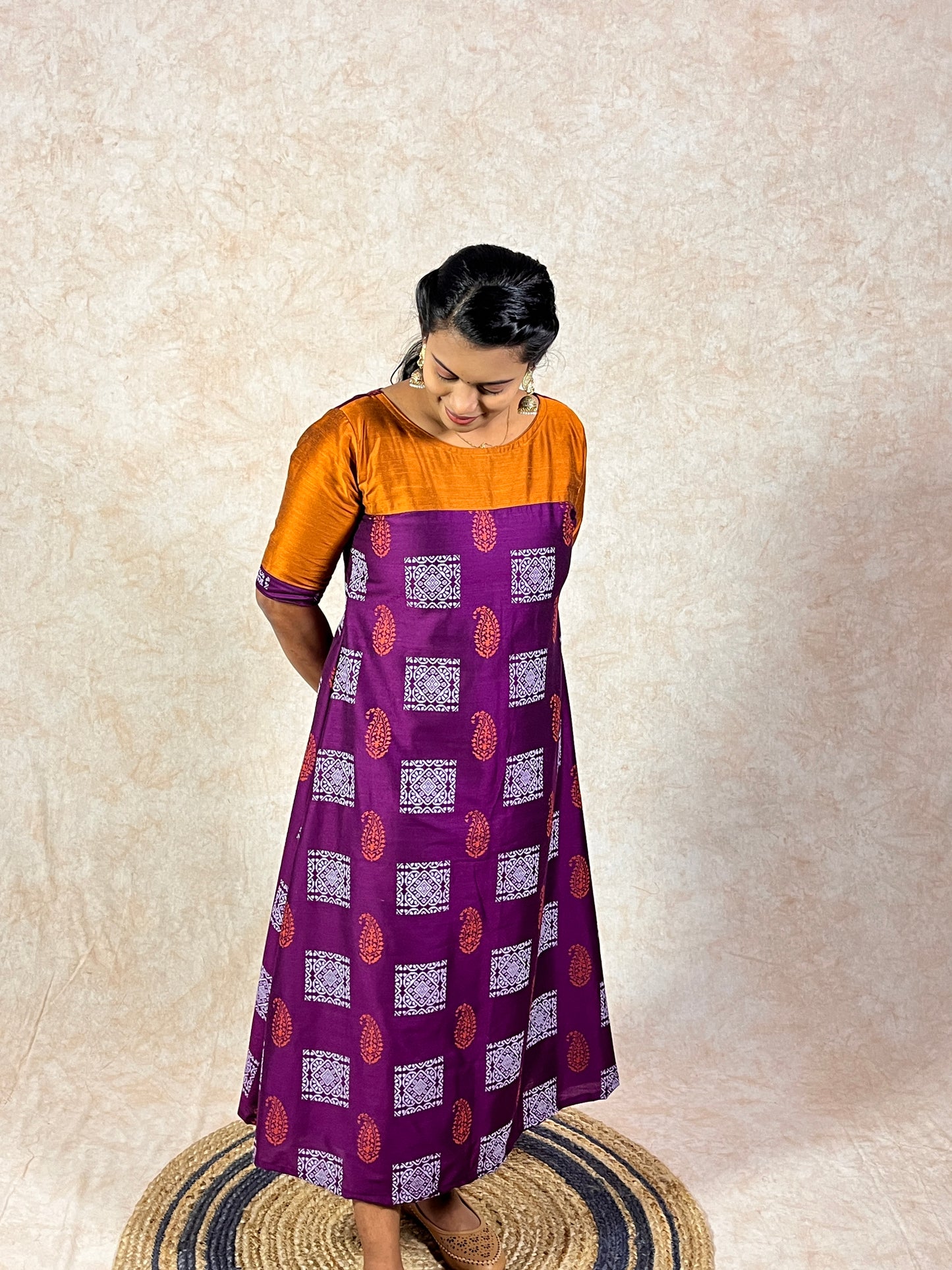 Purple Silk Cotton Kurti (YM0010)