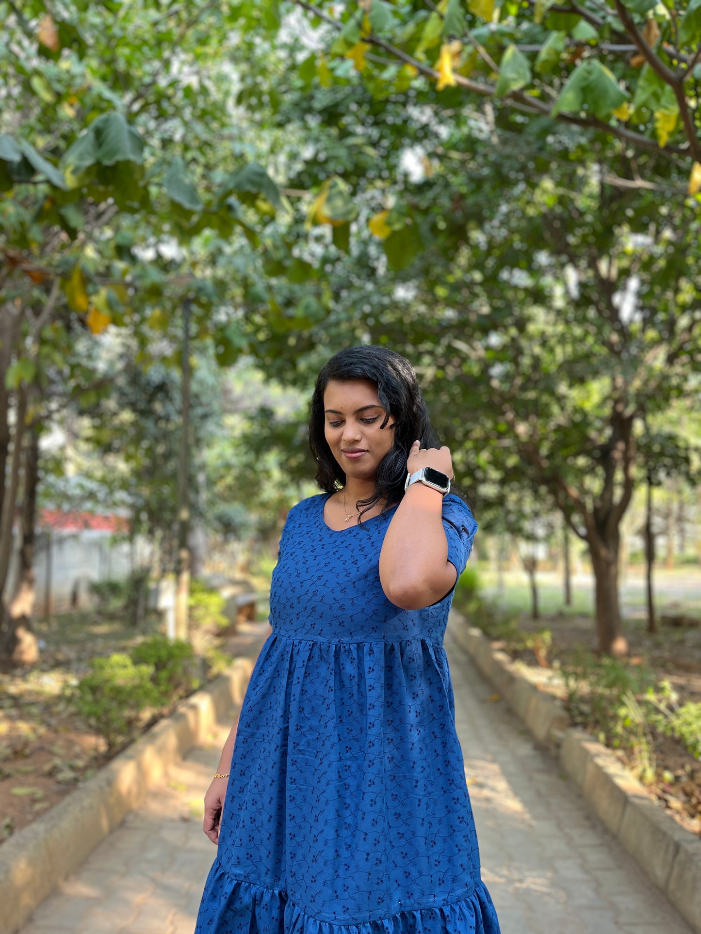 Teal Blue Hakoba Frock (YM0021)