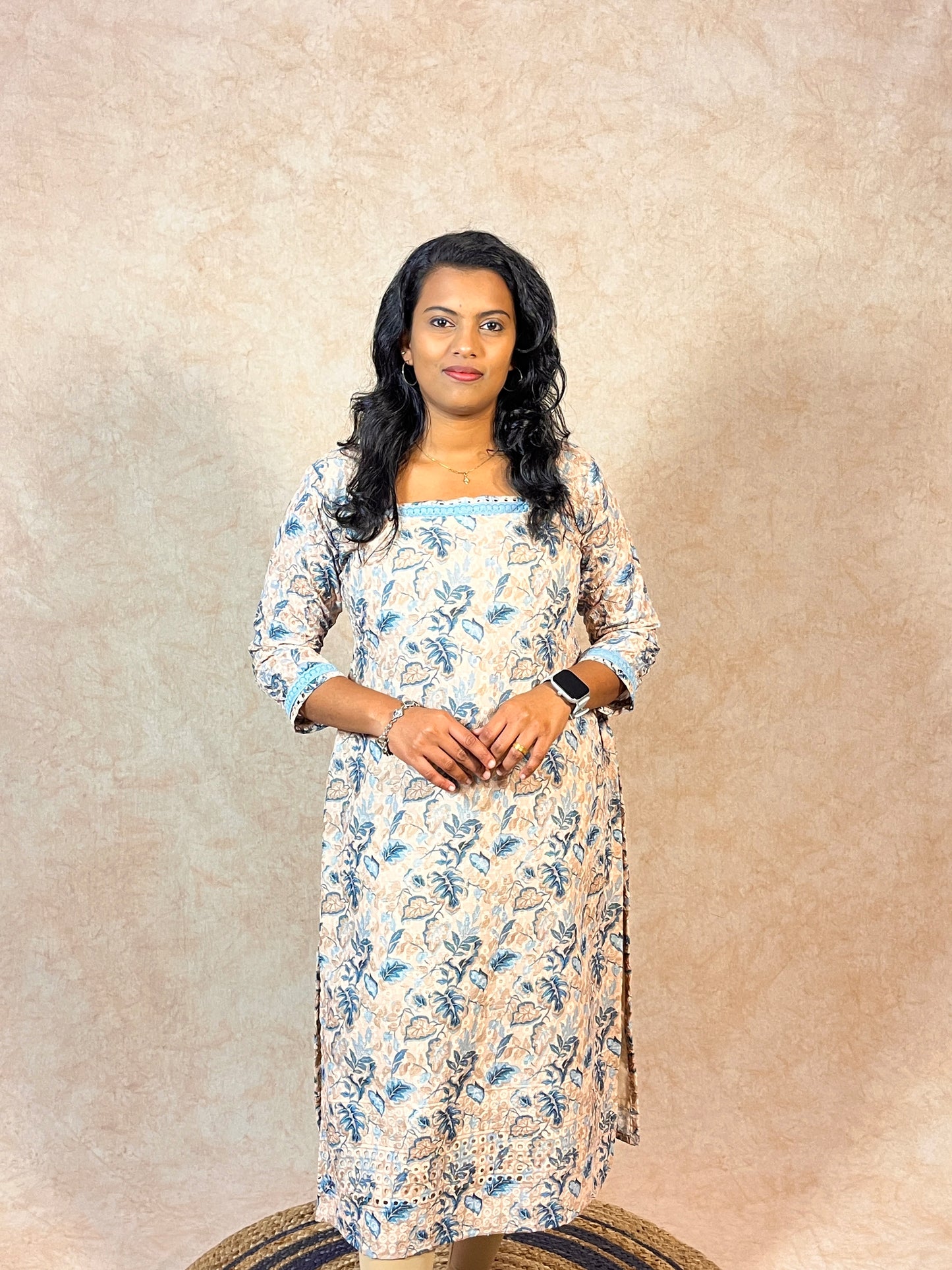 Premium Embroidery Cotton cut-work Kurti (YM0024)