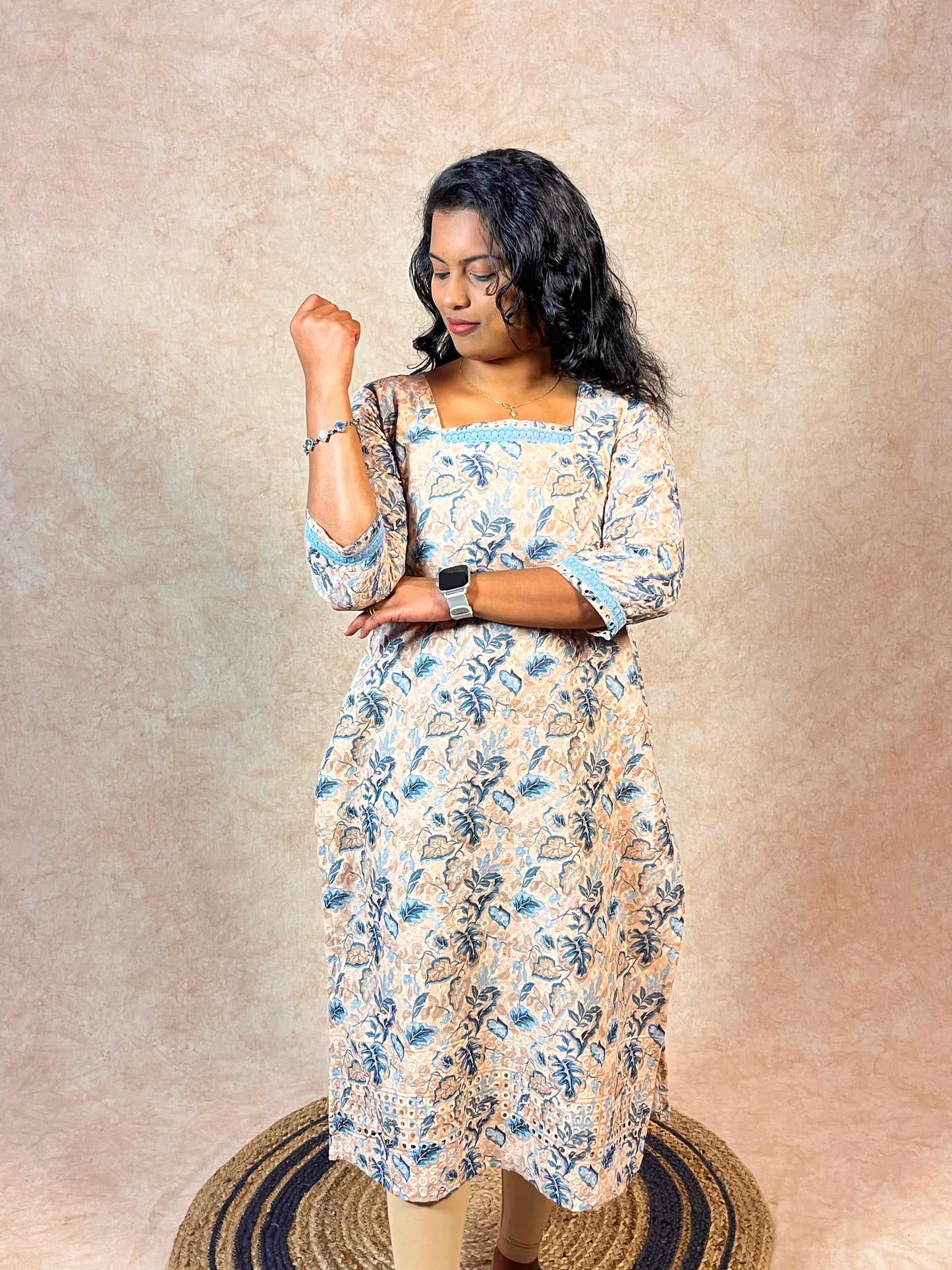 Premium Embroidery Cotton cut-work Kurti (YM0024)