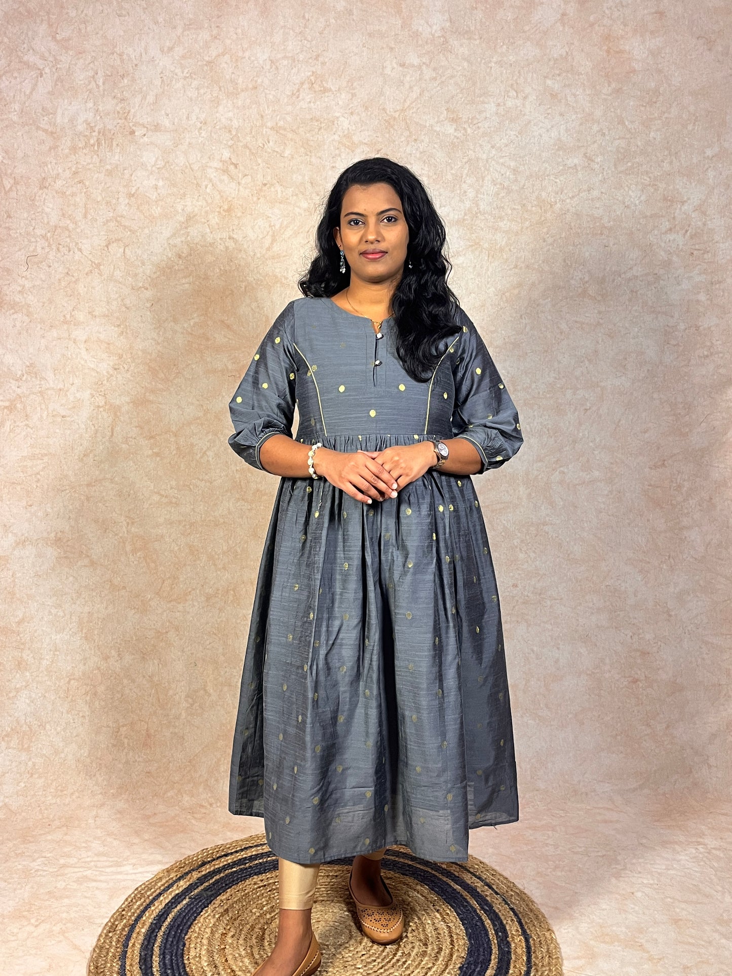 Grey Silk Cotton Kurti (YM0035)