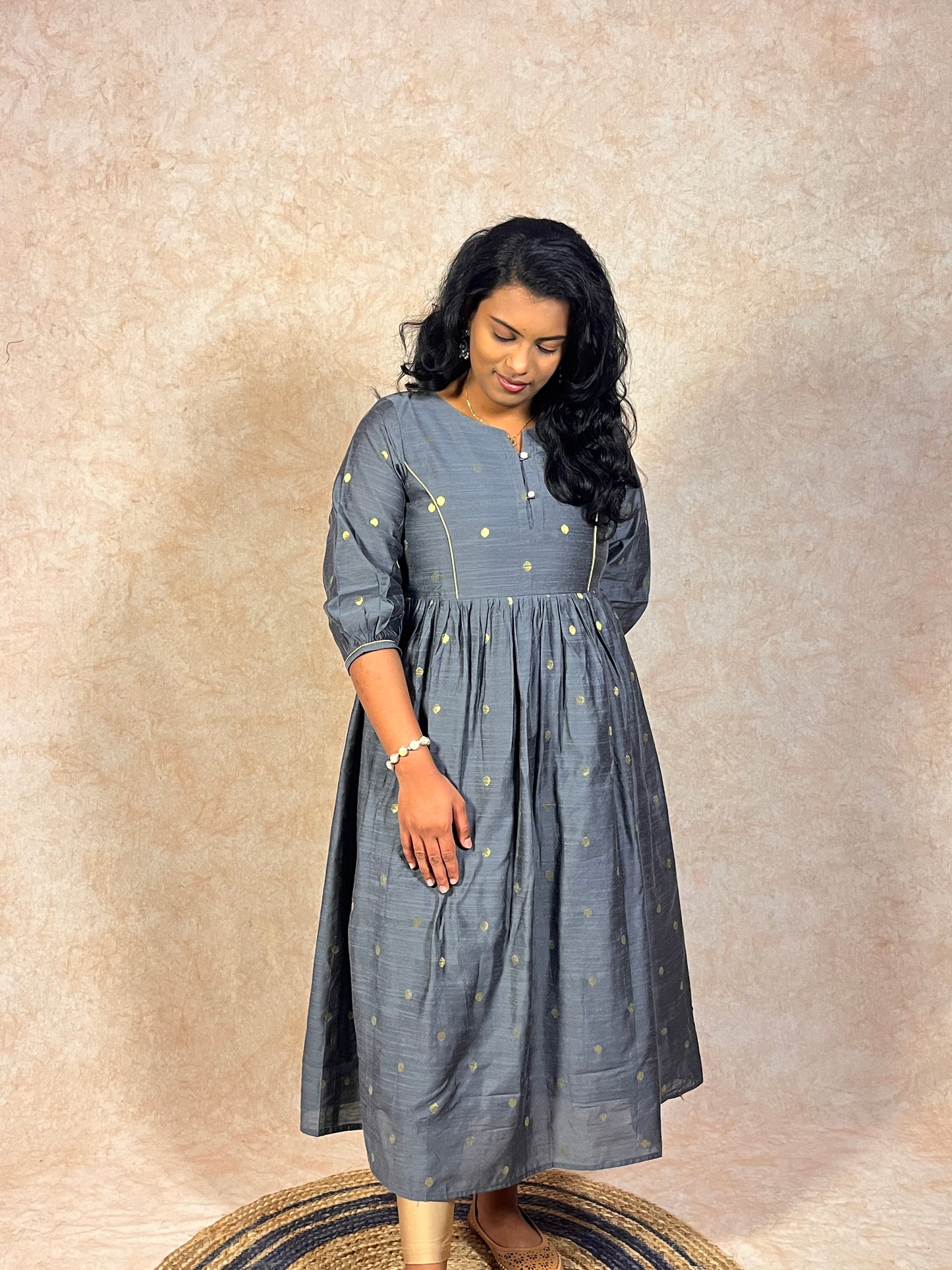 Grey Silk Cotton Kurti (YM0035)