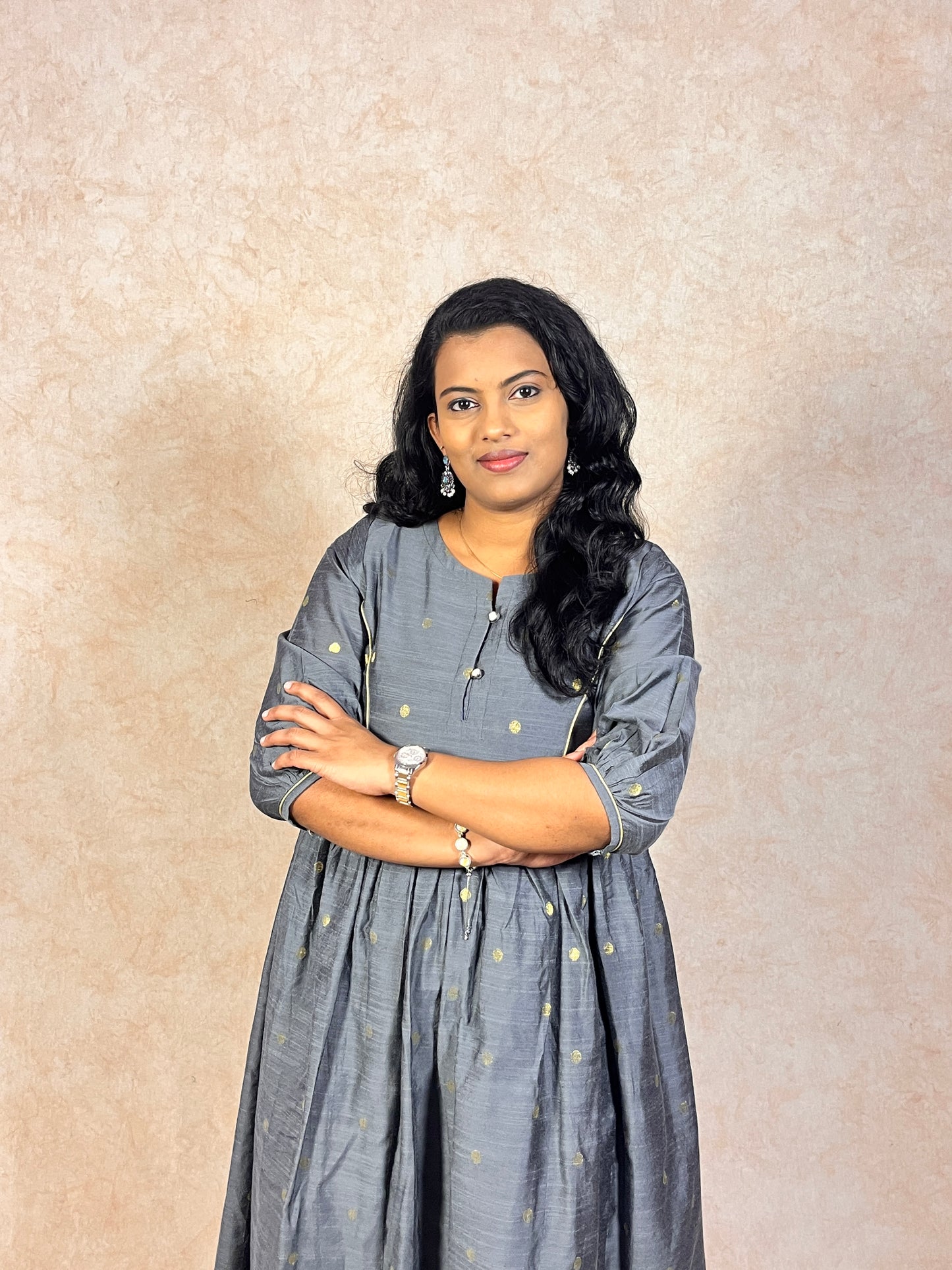 Grey Silk Cotton Kurti (YM0035)