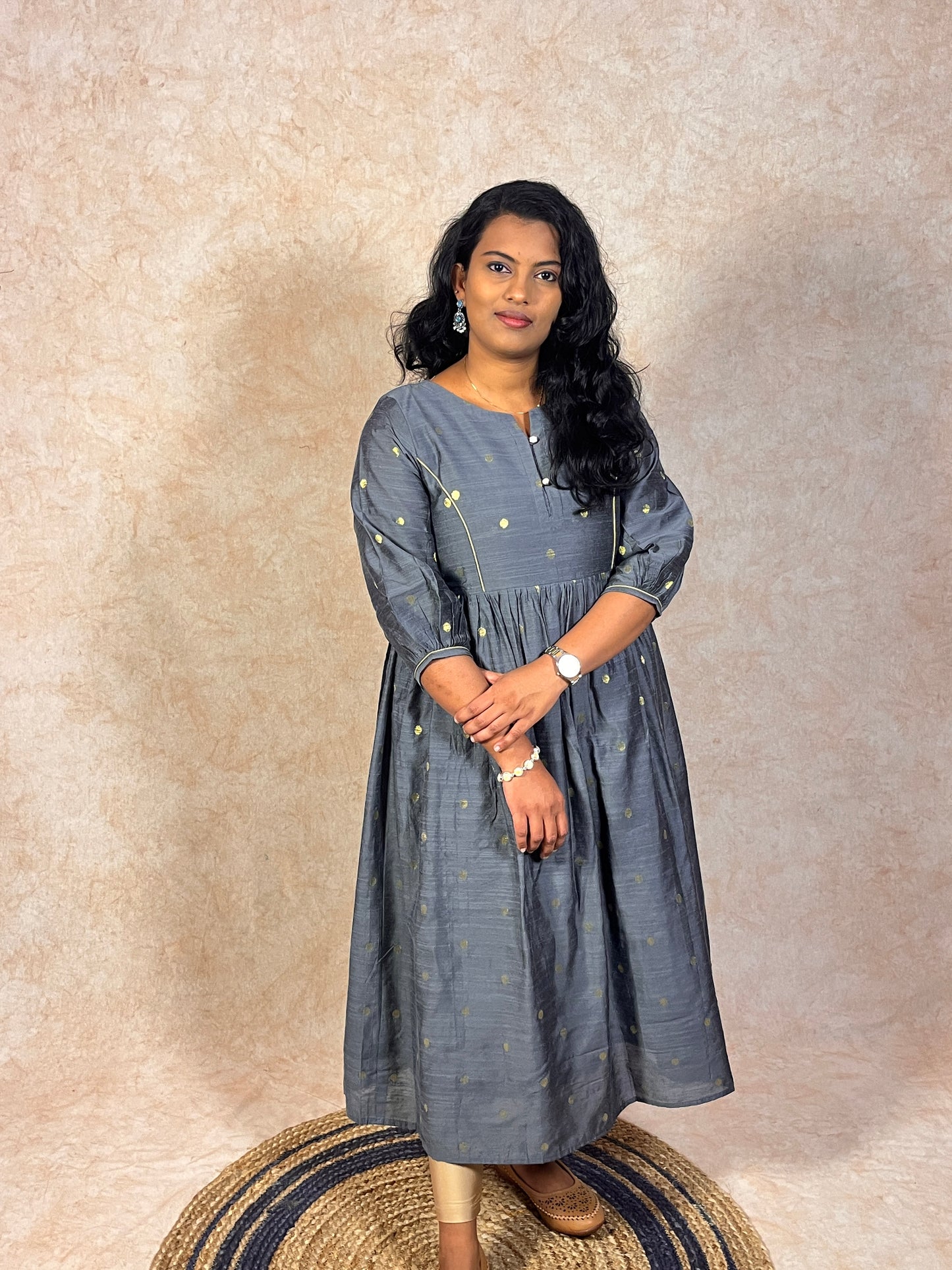 Grey Silk Cotton Kurti (YM0035)