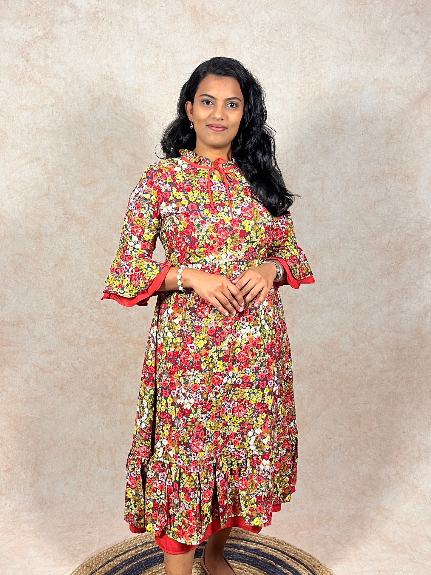 Red Floral Frock (YM0037)