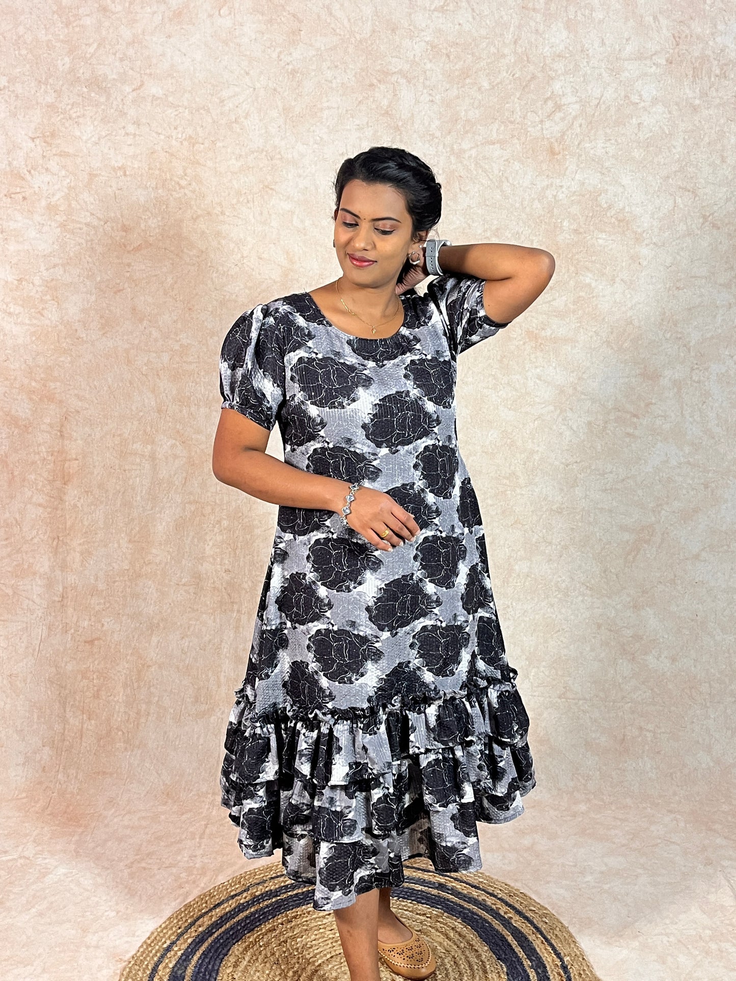 Black & Grey Chinnon Georgette Frock (YM0006)