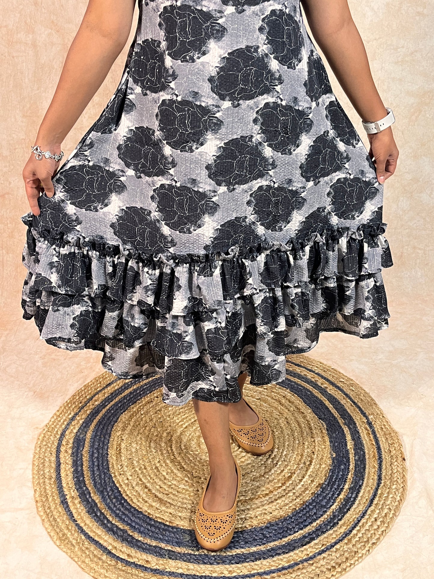 Black & Grey Chinnon Georgette Frock (YM0006)