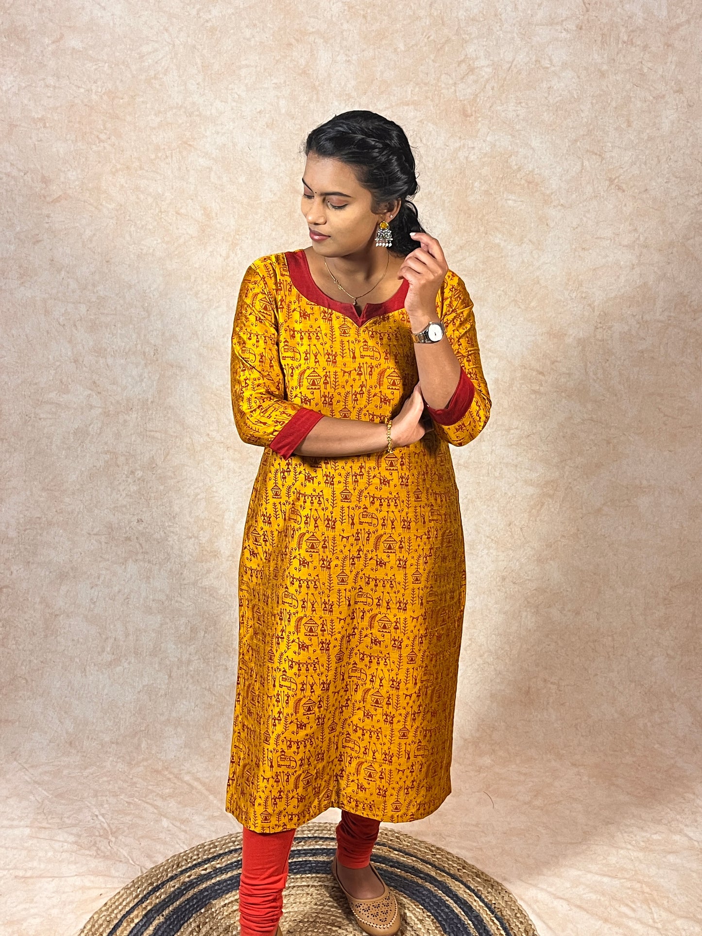 Mustard Yellow Silk Cotton Kurti (YM0008)