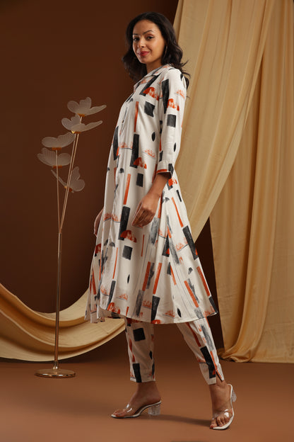 White Imported Rayon Co-ord Set (YM0030)