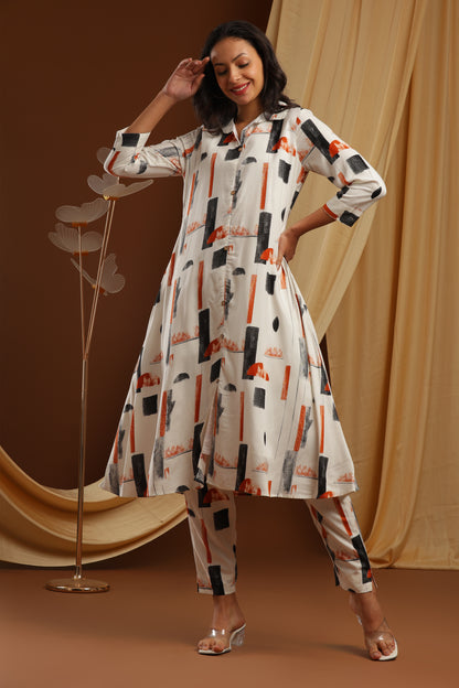 White Imported Rayon Co-ord Set (YM0030)