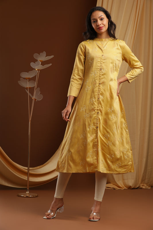 Yellow Silk Cotton Kurti (YM0028)