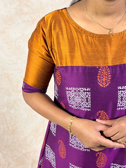 Purple Silk Cotton Kurti (YM0010)