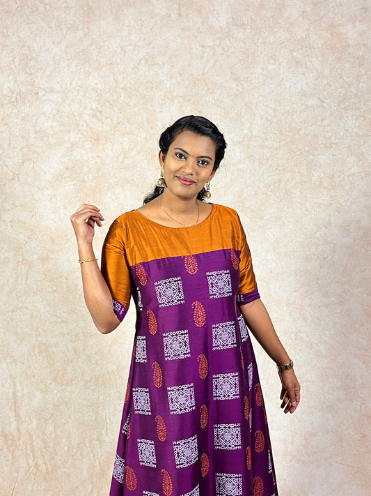 Purple Silk Cotton Kurti (YM0010)