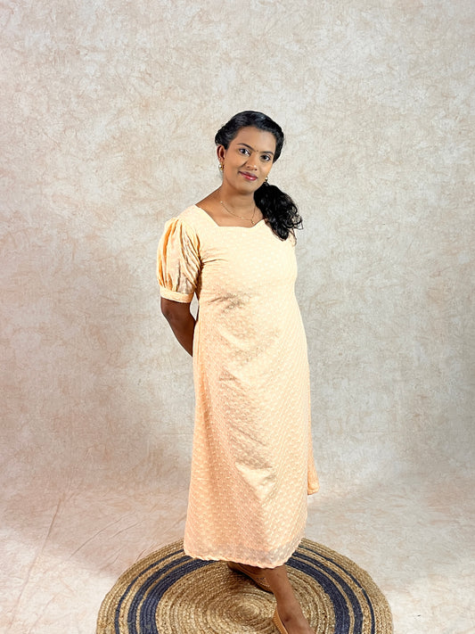 Pastel Orange Embroidery Kurti (YM0014)
