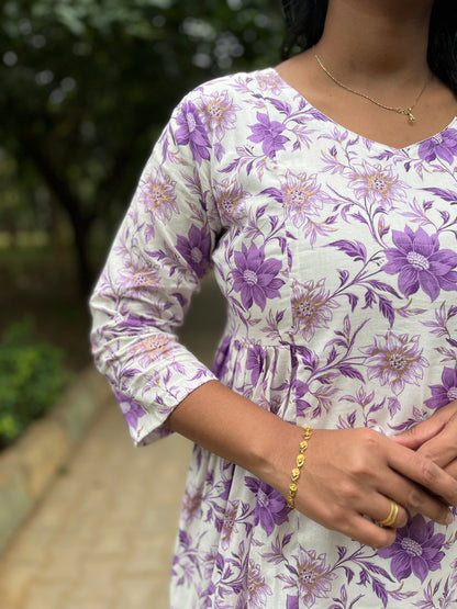 Lavender Cotton Kurti (YM0018)