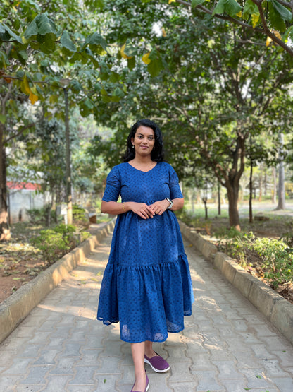 Teal Blue Hakoba Frock (YM0021)