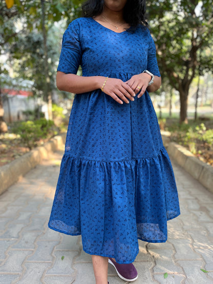 Teal Blue Hakoba Frock (YM0021)