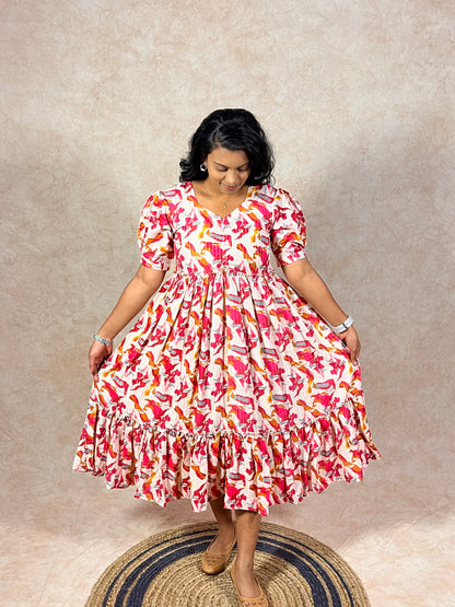 Baby Pink Muslin Layer Frock (YM0027)