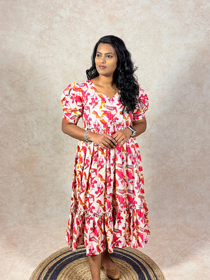 Baby Pink Muslin Layer Frock (YM0027)