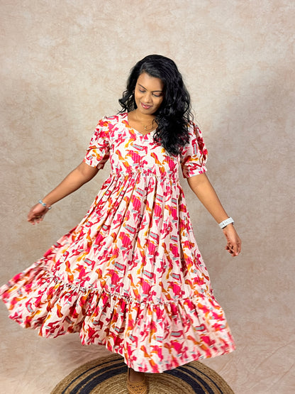Baby Pink Muslin Layer Frock (YM0027)