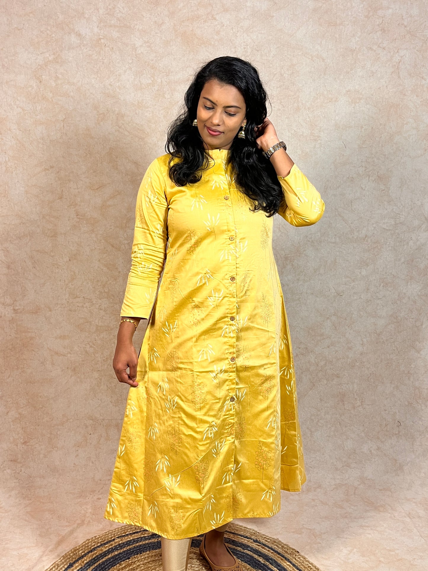 Yellow Silk Cotton Kurti (YM0028)