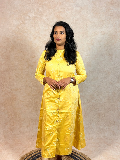 Yellow Silk Cotton Kurti (YM0028)