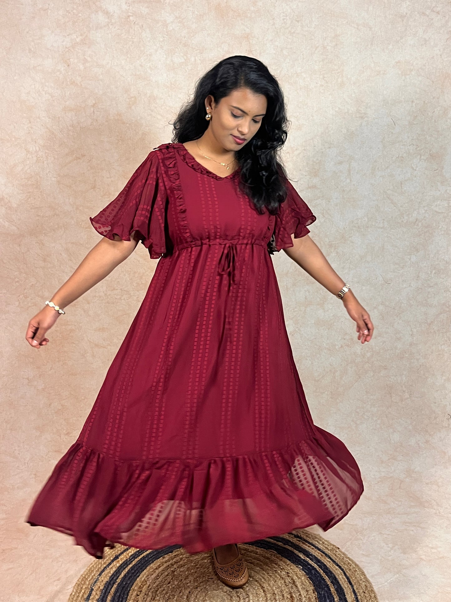 Maroon Georgette Frock (YM0029)