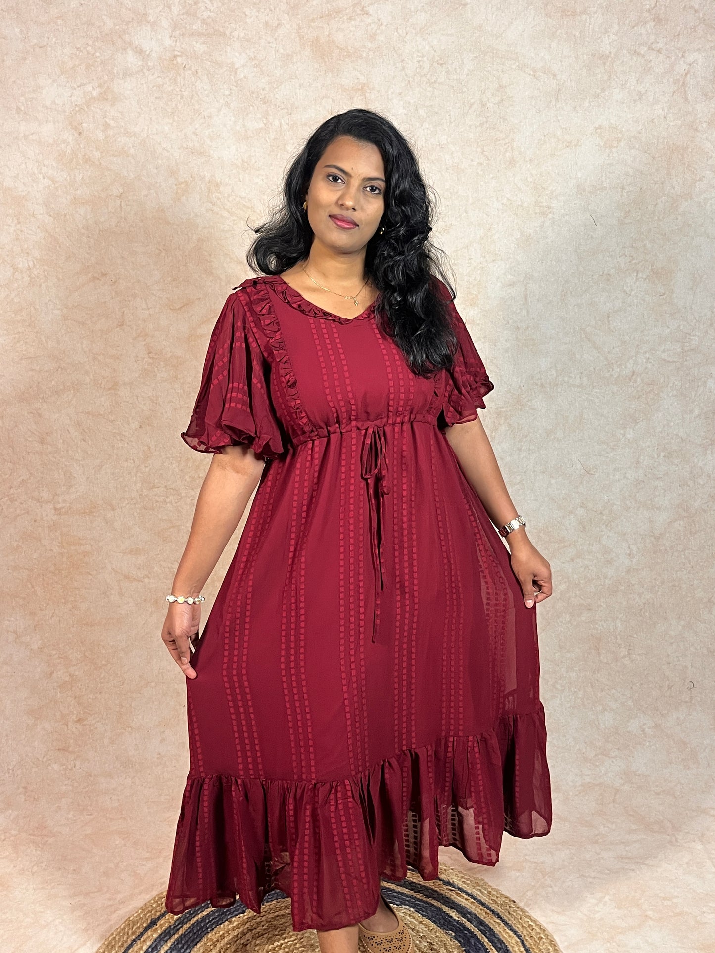 Maroon Georgette Frock (YM0029)