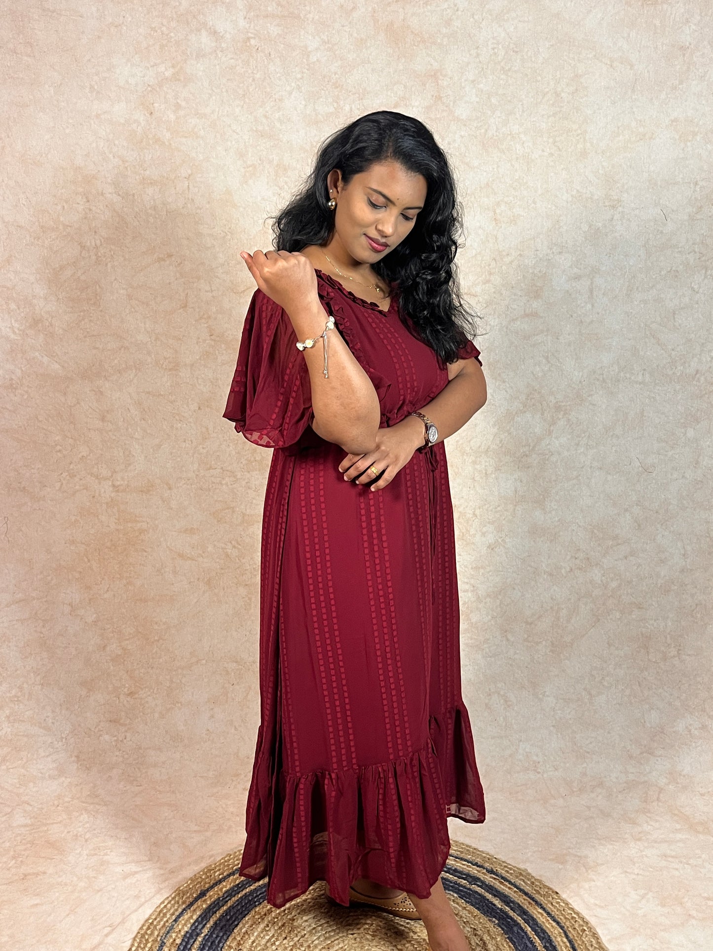 Maroon Georgette Frock (YM0029)