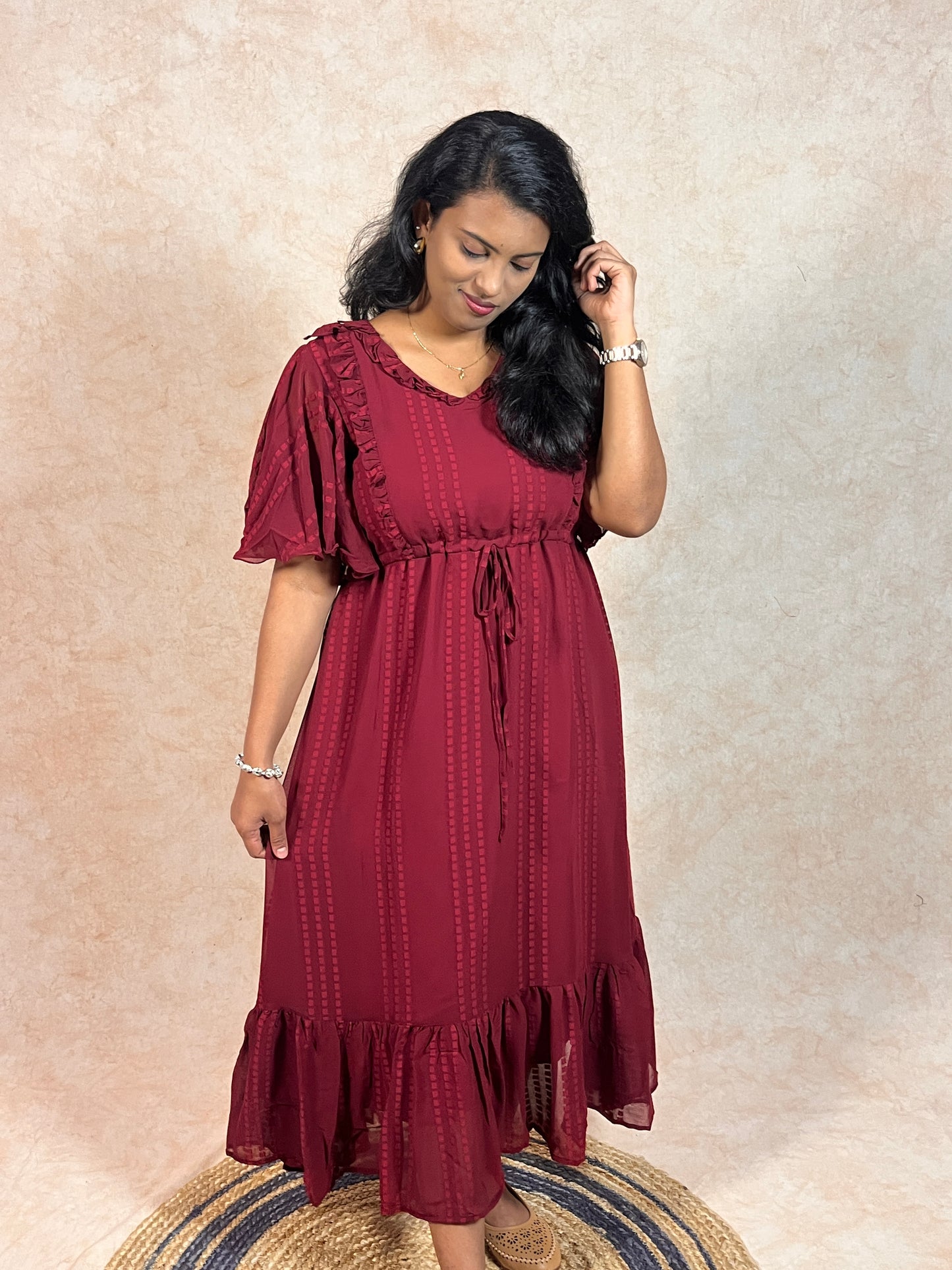 Maroon Georgette Frock (YM0029)
