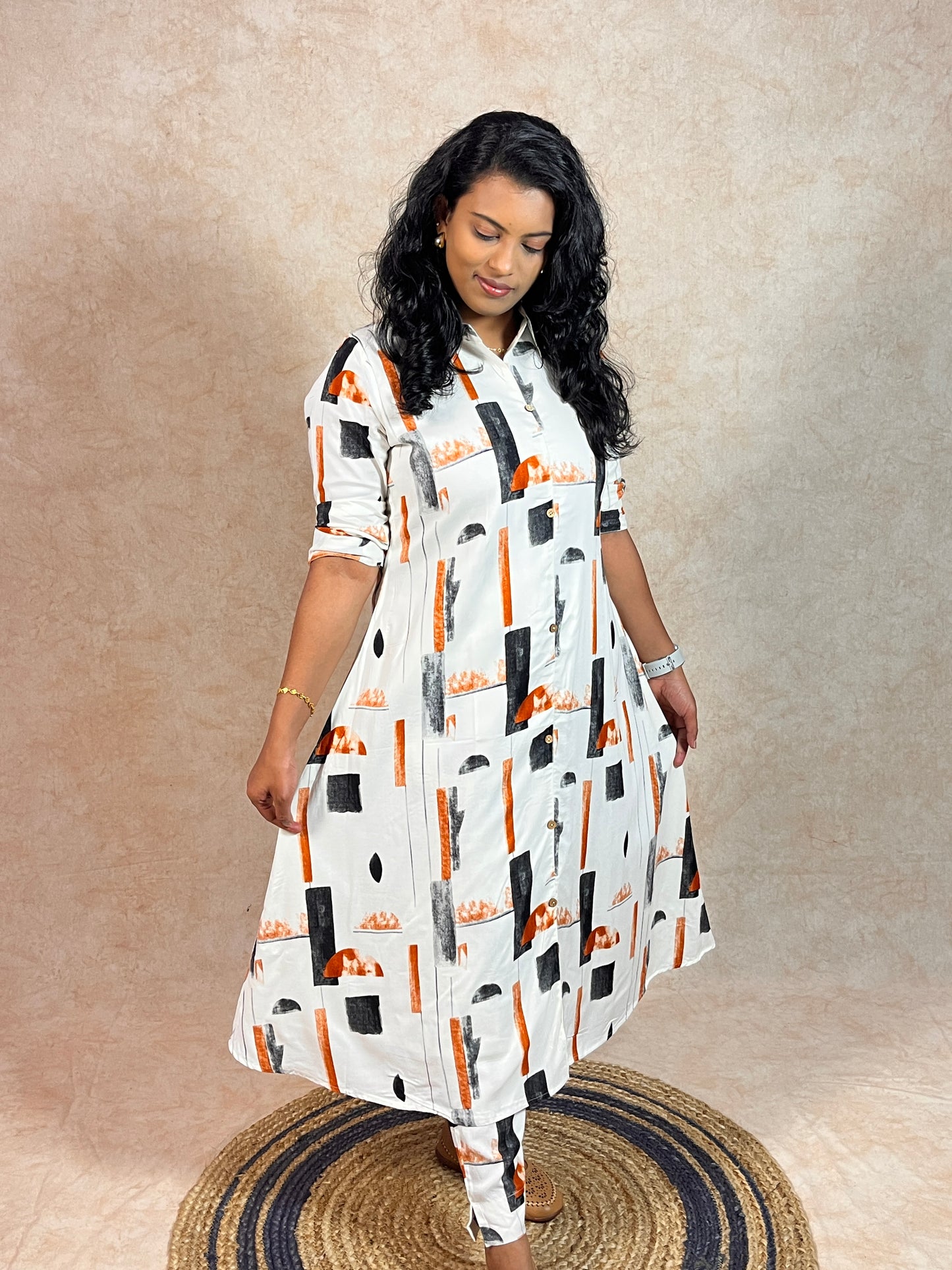 White Imported Rayon Co-ord Set (YM0030)