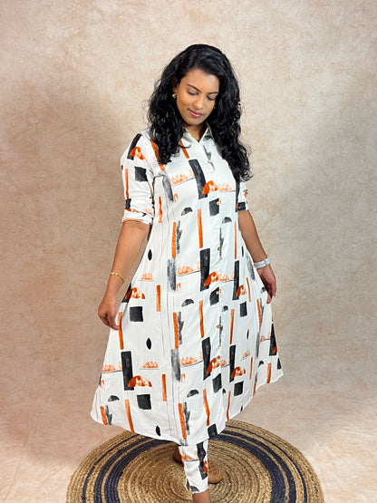 White Imported Rayon Co-ord Set (YM0030)
