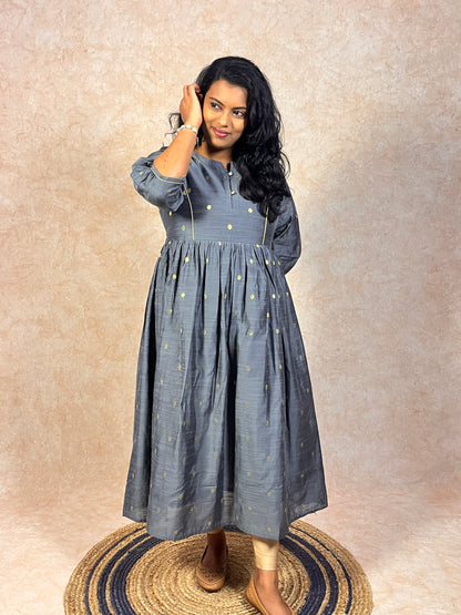 Grey Silk Cotton Kurti (YM0035)
